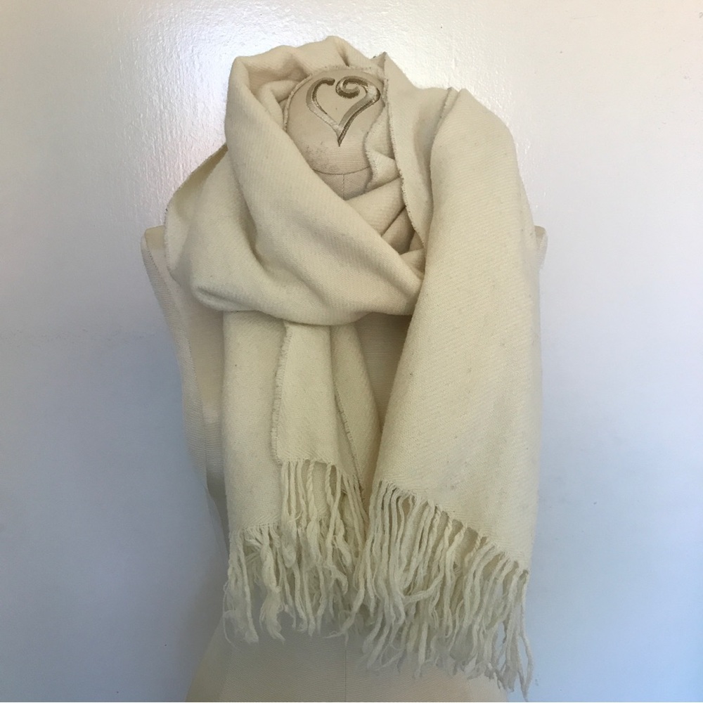 Cotton Company Brussels Fringe Scarf Cream Almond